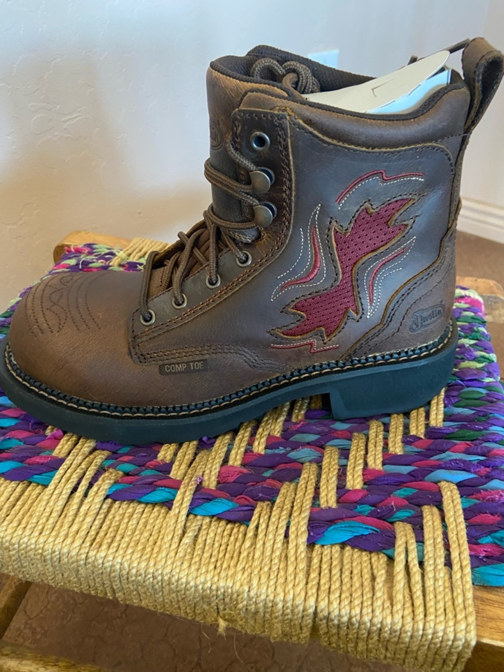 NWT Justin Ladies Boots GY997 Reamy Nano Comp Toe Brown